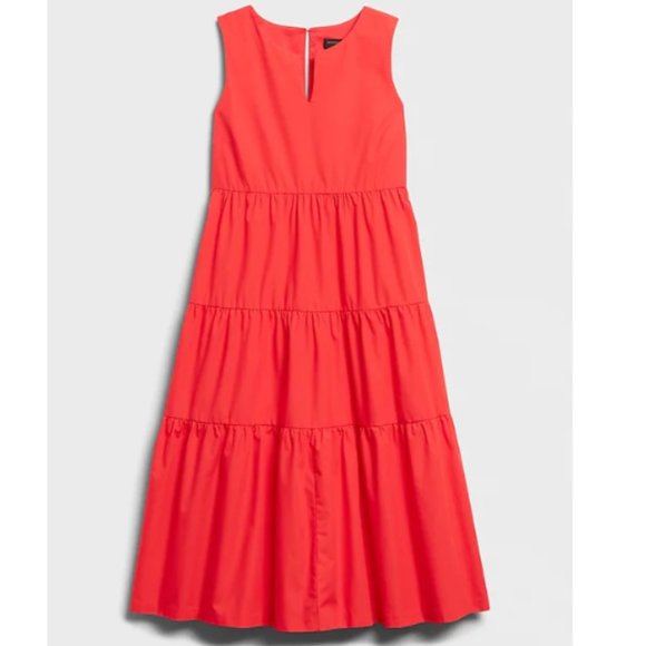 NWT BR Organic Cotton Tiered Dress SP Black F743 - Picture 5 of 5